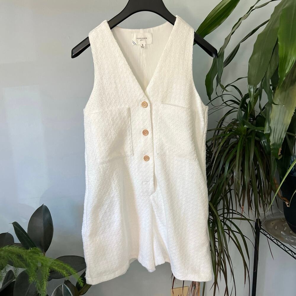 Tuckernuck White Textured Romper with Buttons